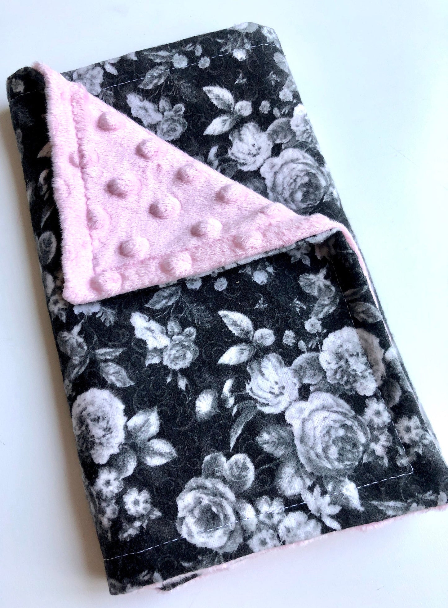 Welcome Baby Gift Set in Black Vintage Rose Print