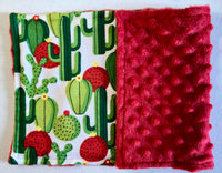 Green Cactus with Red Blooms Ultra Luxe 3PLY Baby Burp Cloth and Lovey