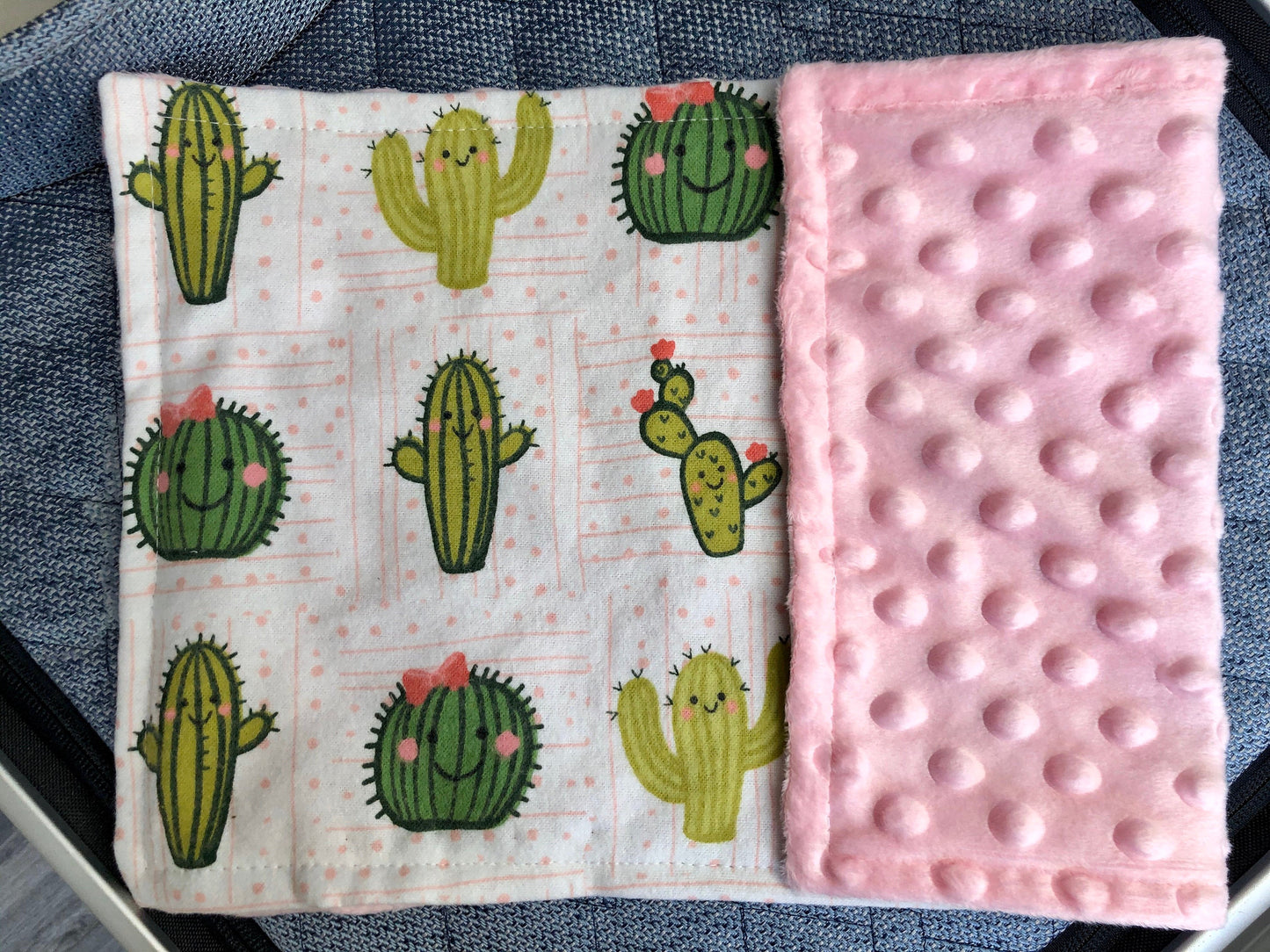 Green Cactus Luxury Baby Burp Cloth and Lovey