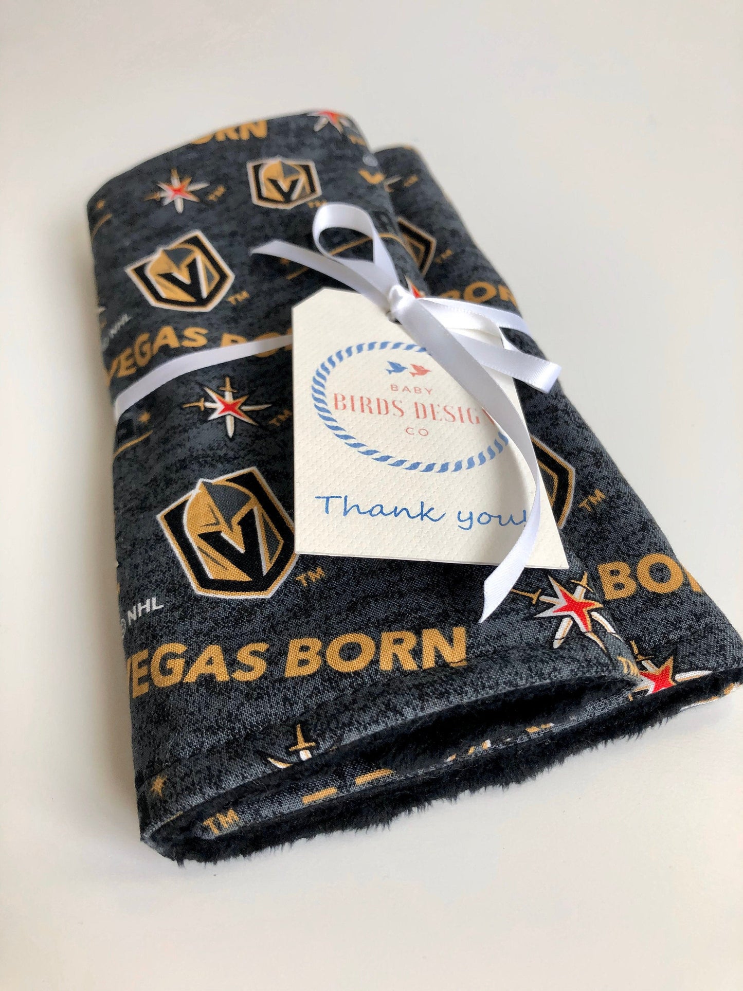 Vegas Born VGK 3PLY Luxe Burp Cloth and Lovey