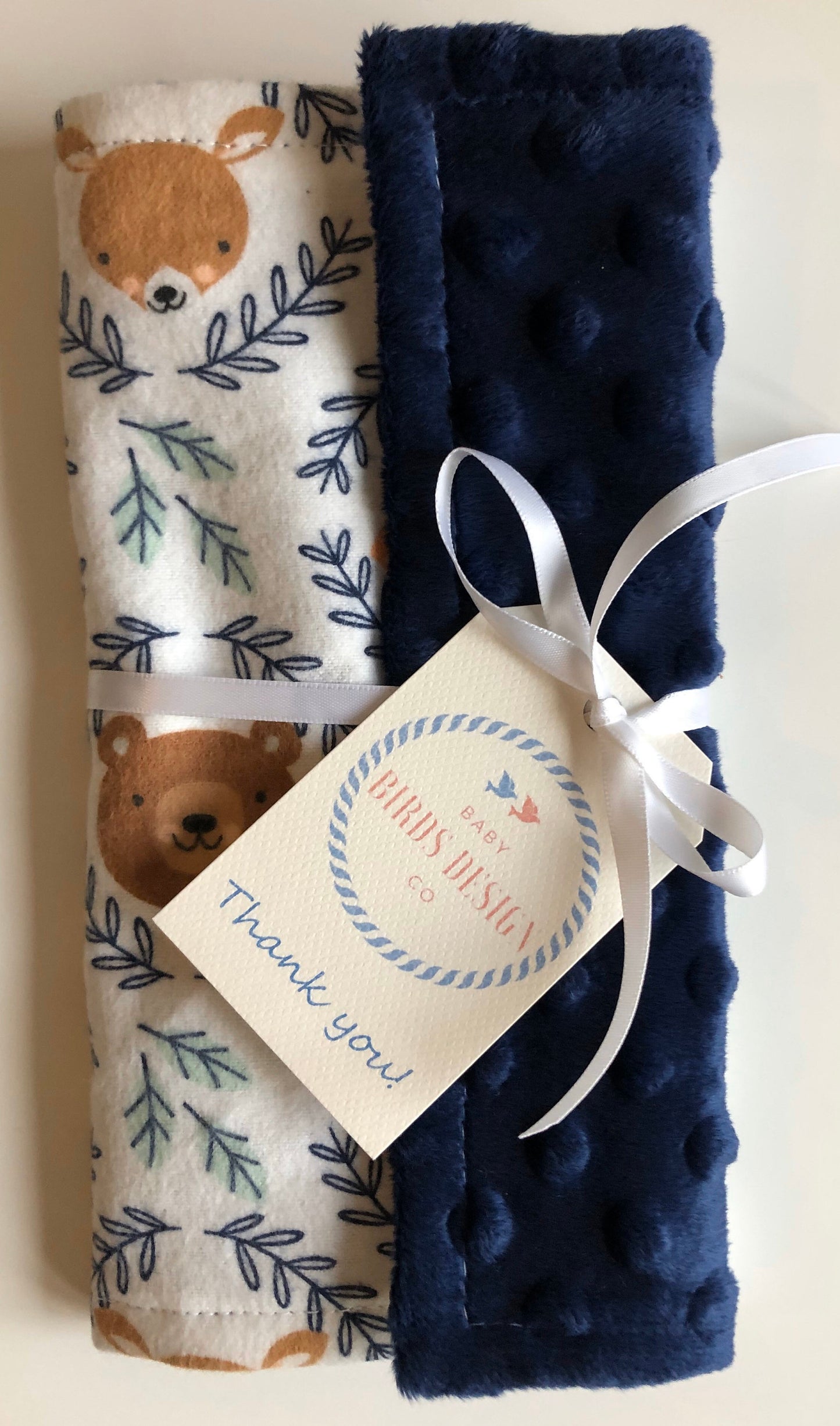 Woodland Animal Faces Luxury Baby Burp Cloth and Lovey
