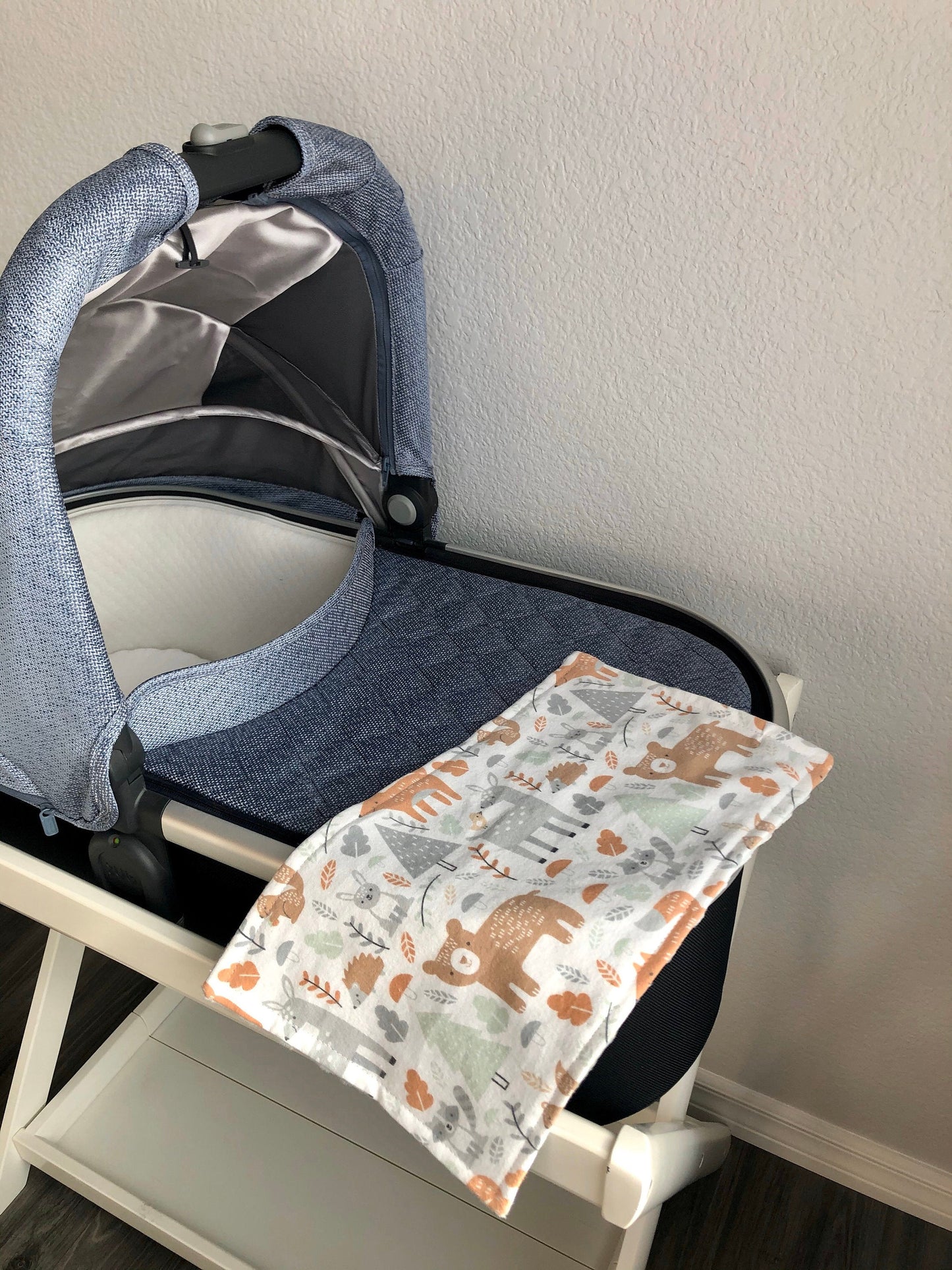 Luxury Baby Burp Cloth and Lovey - Baby - Woodland Forest & Animal Cotton Flannel – Grey Minky Dot