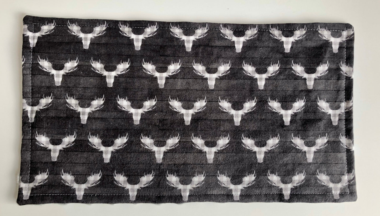 Luxury Baby Burp Cloth and Lovey - Baby - Grey Deer Antler Print Cotton Flannel – Grey Minky Dot