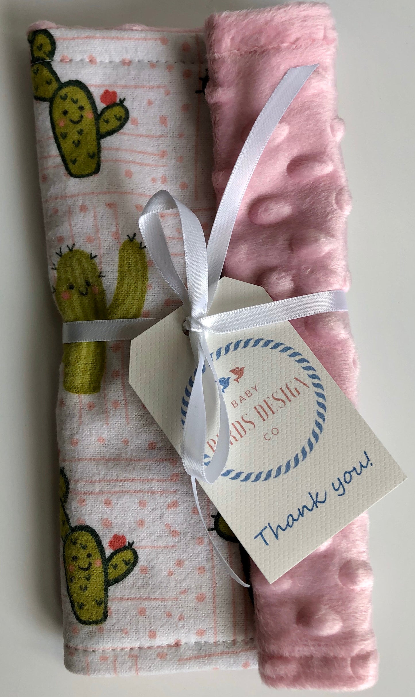 Green Cactus Luxury Baby Burp Cloth and Lovey