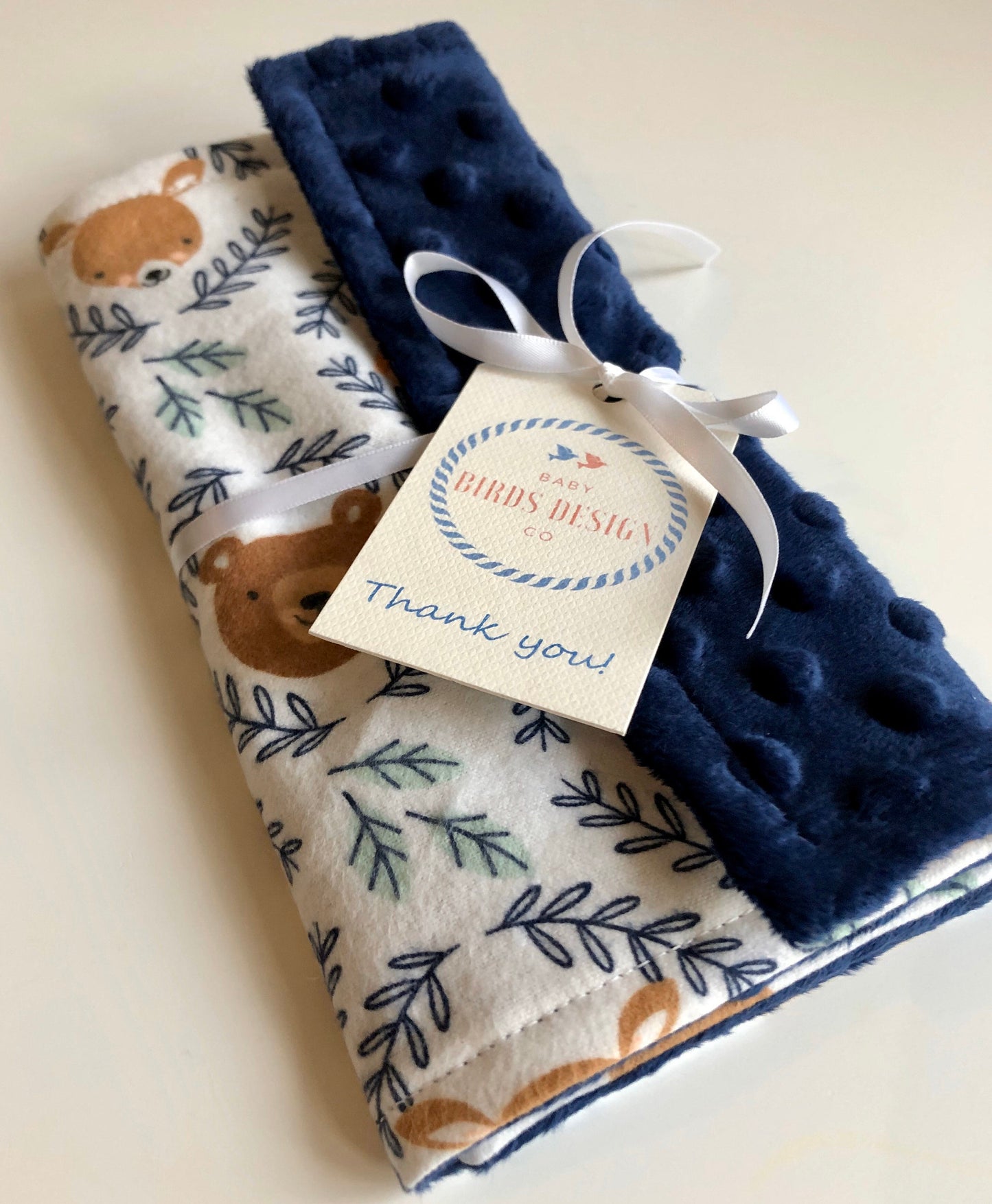 Woodland Animal Faces Luxury Baby Burp Cloth and Lovey