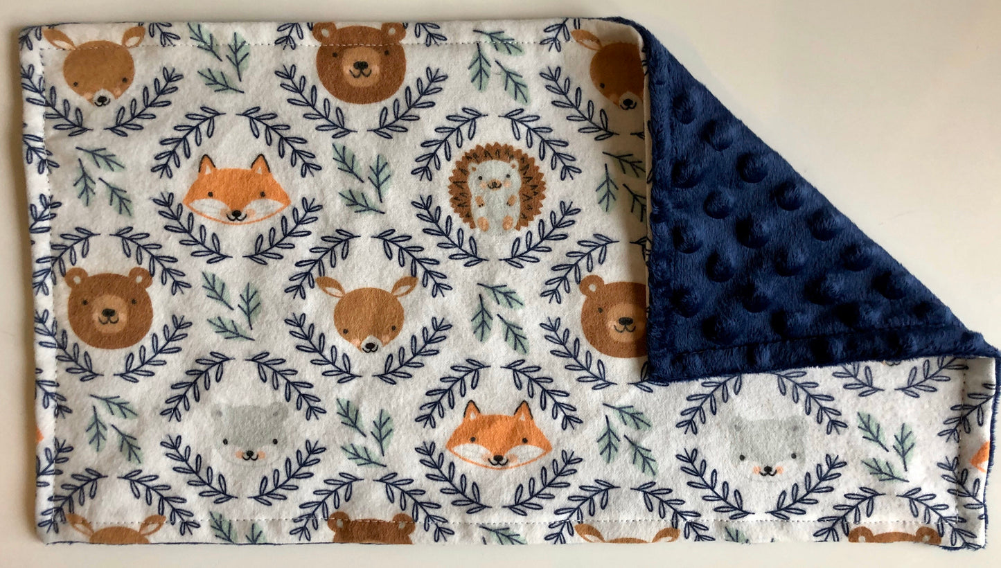 Woodland Animal Faces Luxury Baby Burp Cloth and Lovey