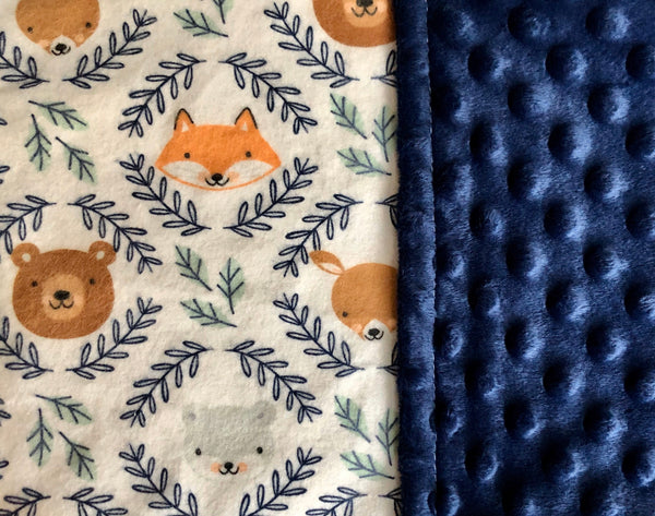 Woodland Animal Faces Luxury Baby Burp Cloth and Lovey