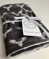 Luxury Baby Burp Cloth and Lovey - Baby - Grey Deer Antler Print Cotton Flannel – Grey Minky Dot