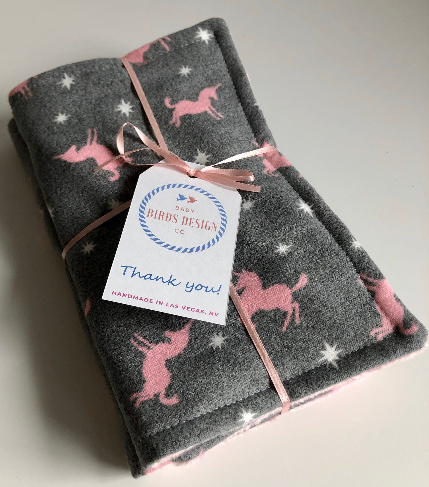 Pink Unicorn 3PLY Luxe Baby Burp Cloth and Lovey