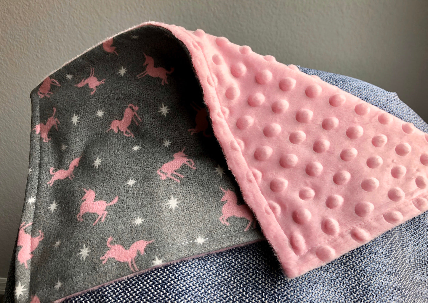 Pink Unicorn 3PLY Luxe Baby Burp Cloth and Lovey