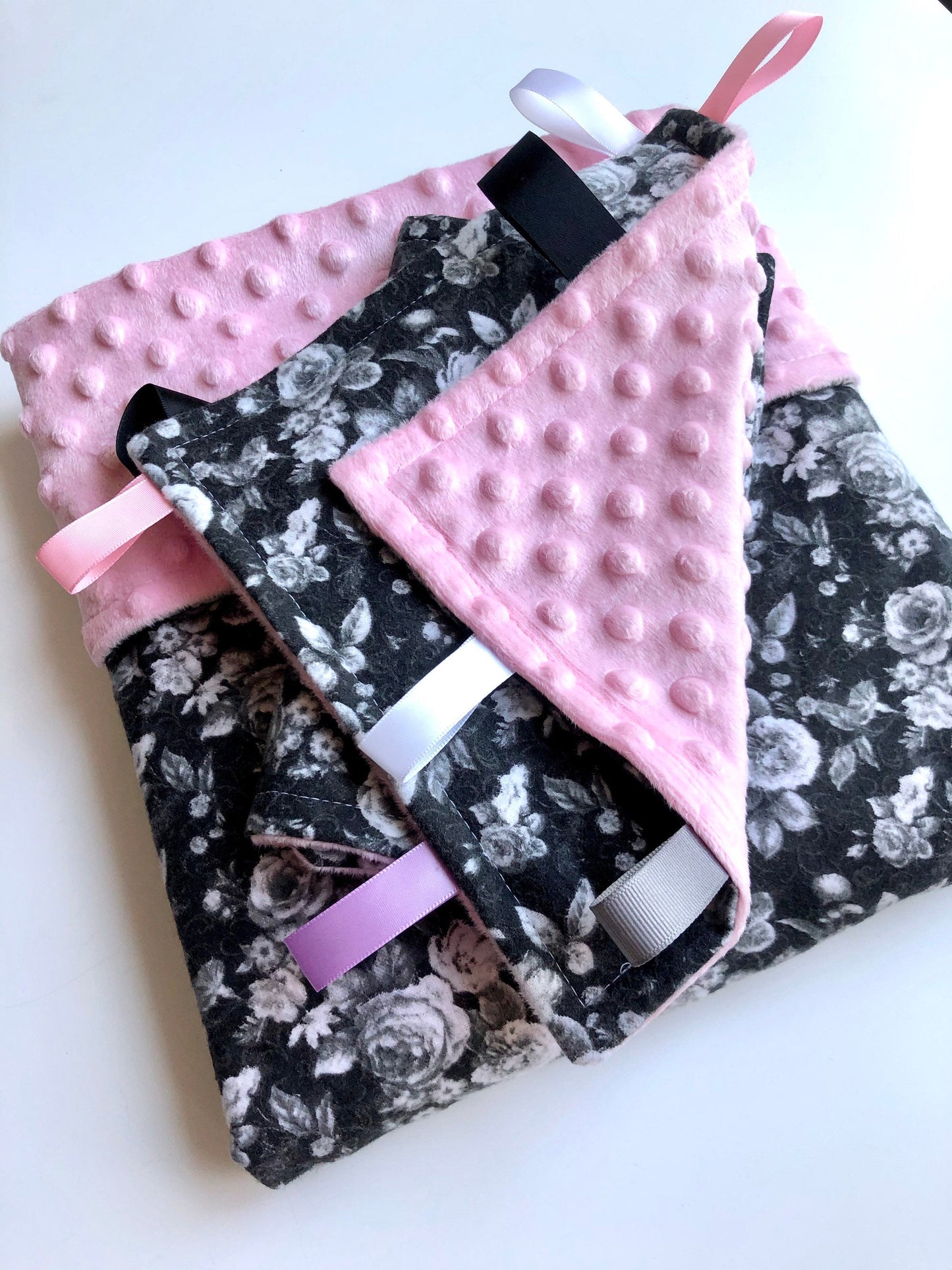 Welcome Baby Gift Set in Black Vintage Rose Print