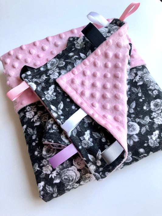 Welcome Baby Gift Set in Black Vintage Rose Print