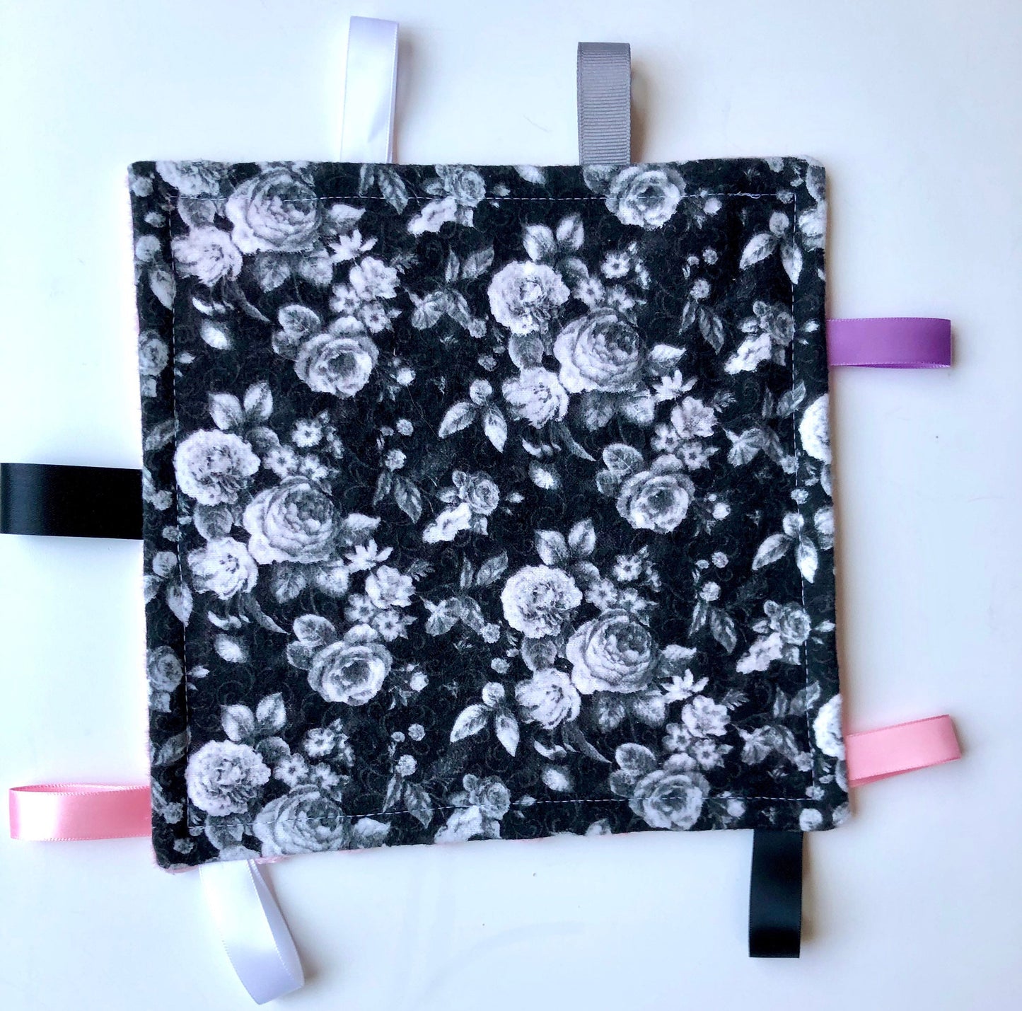 Welcome Baby Gift Set in Black Vintage Rose Print