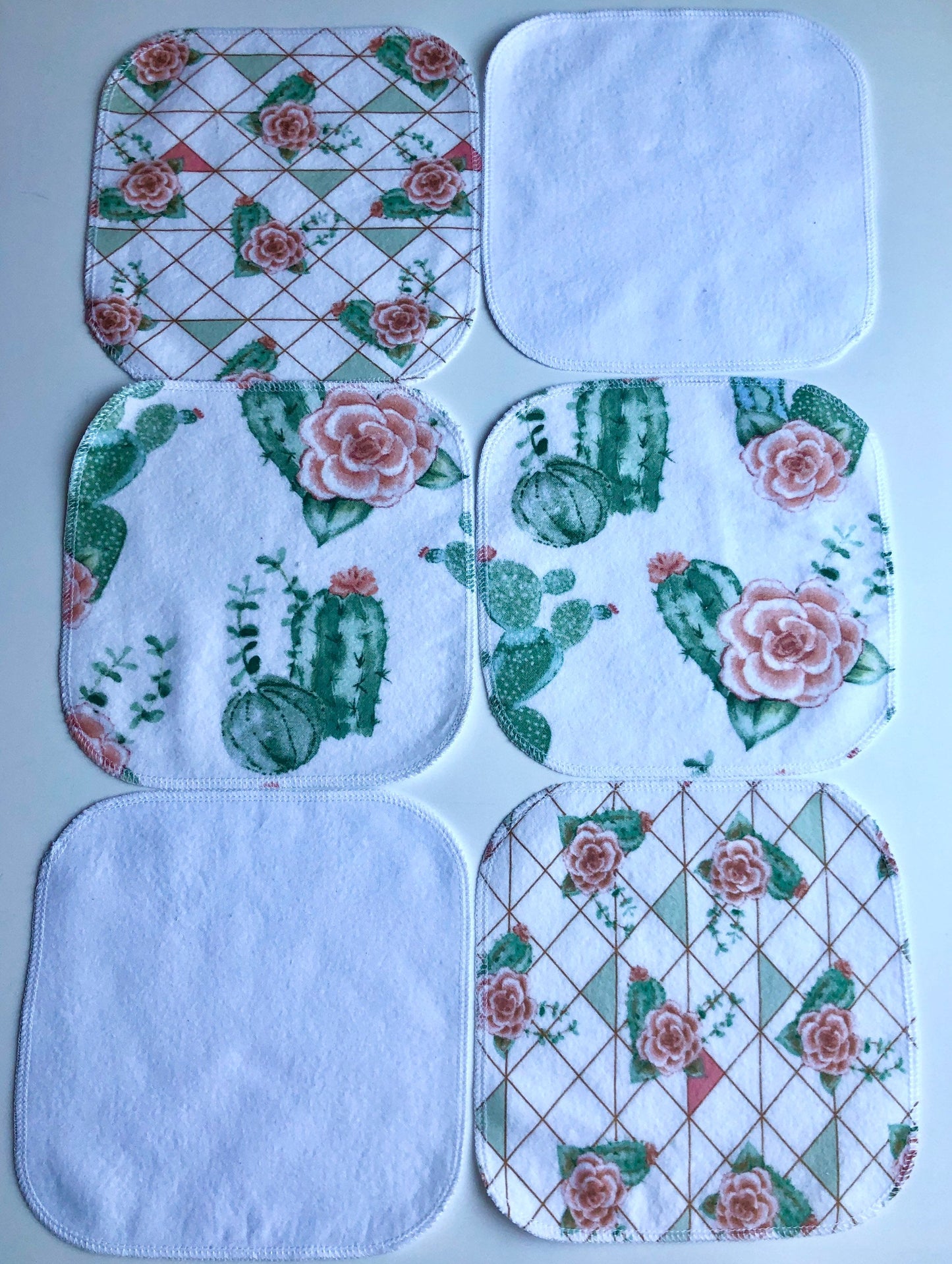 Welcome Baby Gift Set ~ Cactus Rose Print ~ XL 40”x30” Luxury Blanket ~ 2 Luxury Burp Cloths ~ 6 Reusable Wipes ~
