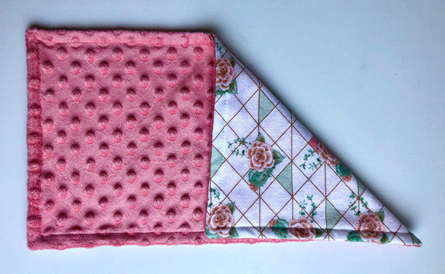 Welcome Baby Gift Set ~ Cactus Rose Print ~ XL 40”x30” Luxury Blanket ~ 2 Luxury Burp Cloths ~ 6 Reusable Wipes ~