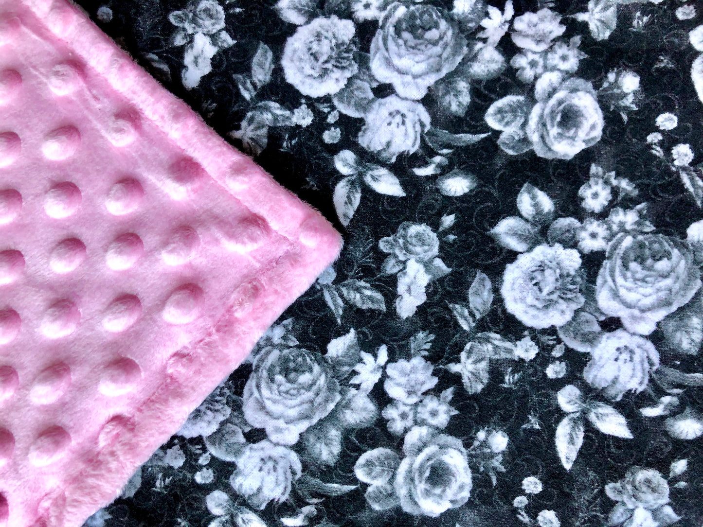 Welcome Baby Gift Set in Black Vintage Rose Print