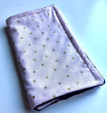 3PLY Luxe Baby Burp Cloth and Lovey  - Light Pink with Gold Dot Print with Blue Minky Dot