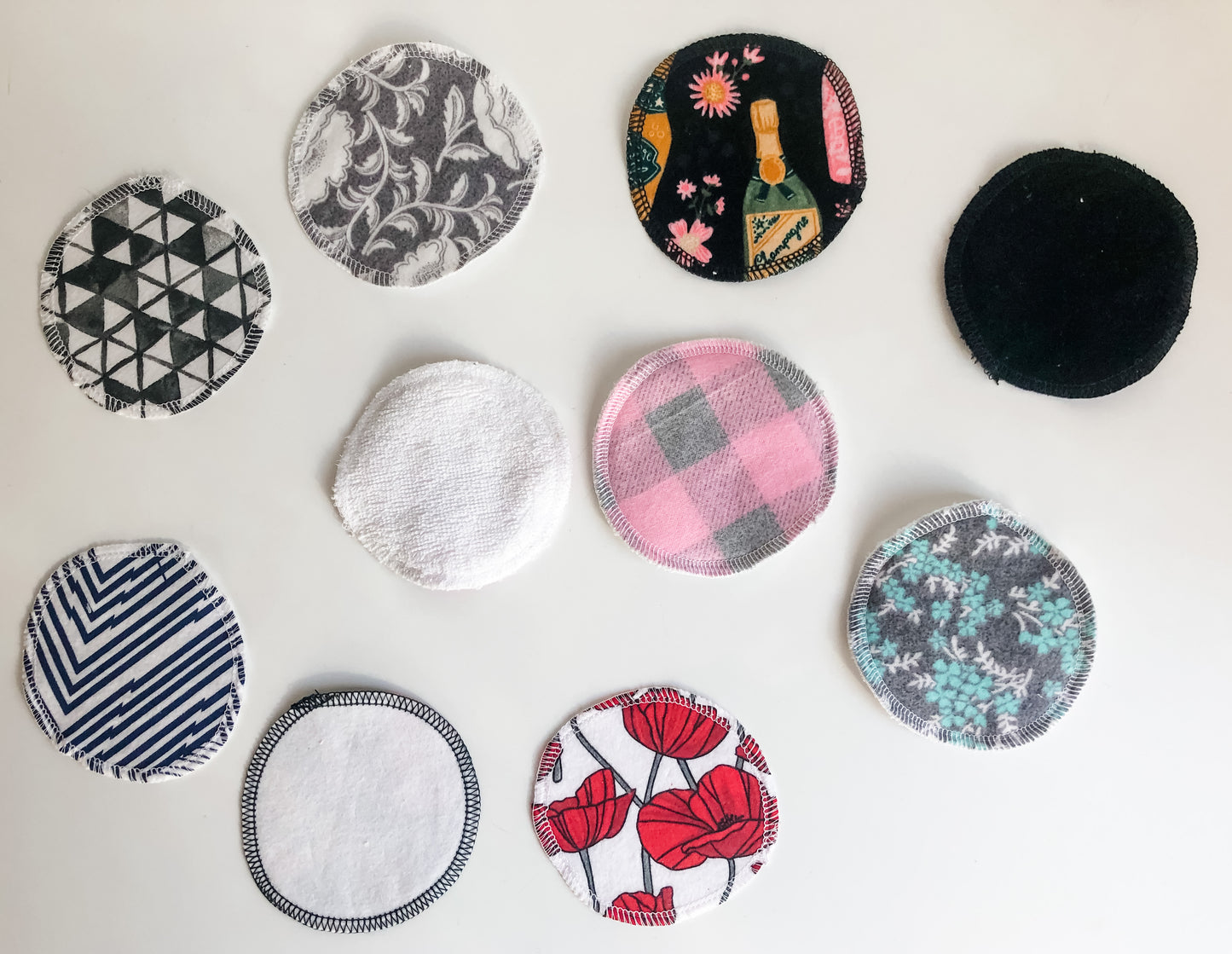 Set of 10 ~ Reusable Cotton Rounds ~ Choice of 1PLY, 2PLY or 3PLY