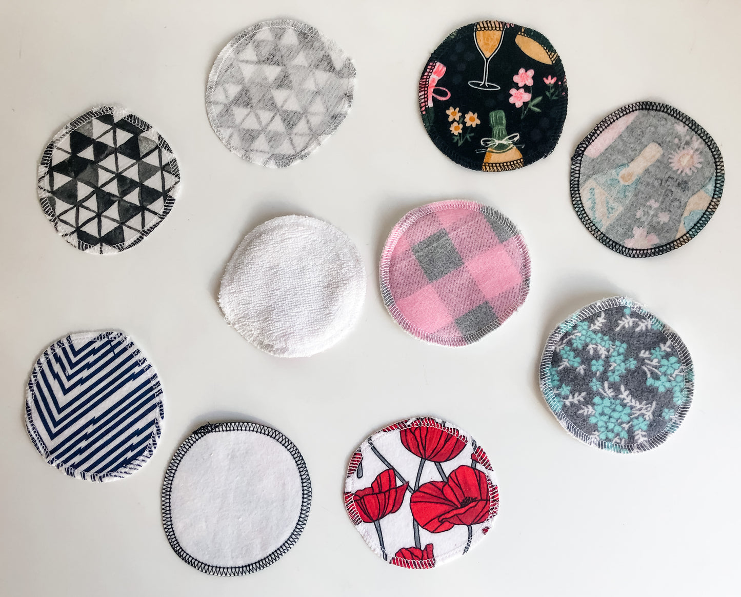 Set of 10 ~ Reusable Cotton Rounds ~ Choice of 1PLY, 2PLY or 3PLY