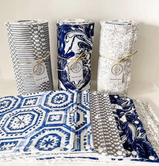 Roll of 8 2PLY Assorted Pattern Reusable No Paper Towels w/Snaps & Insert Roll
