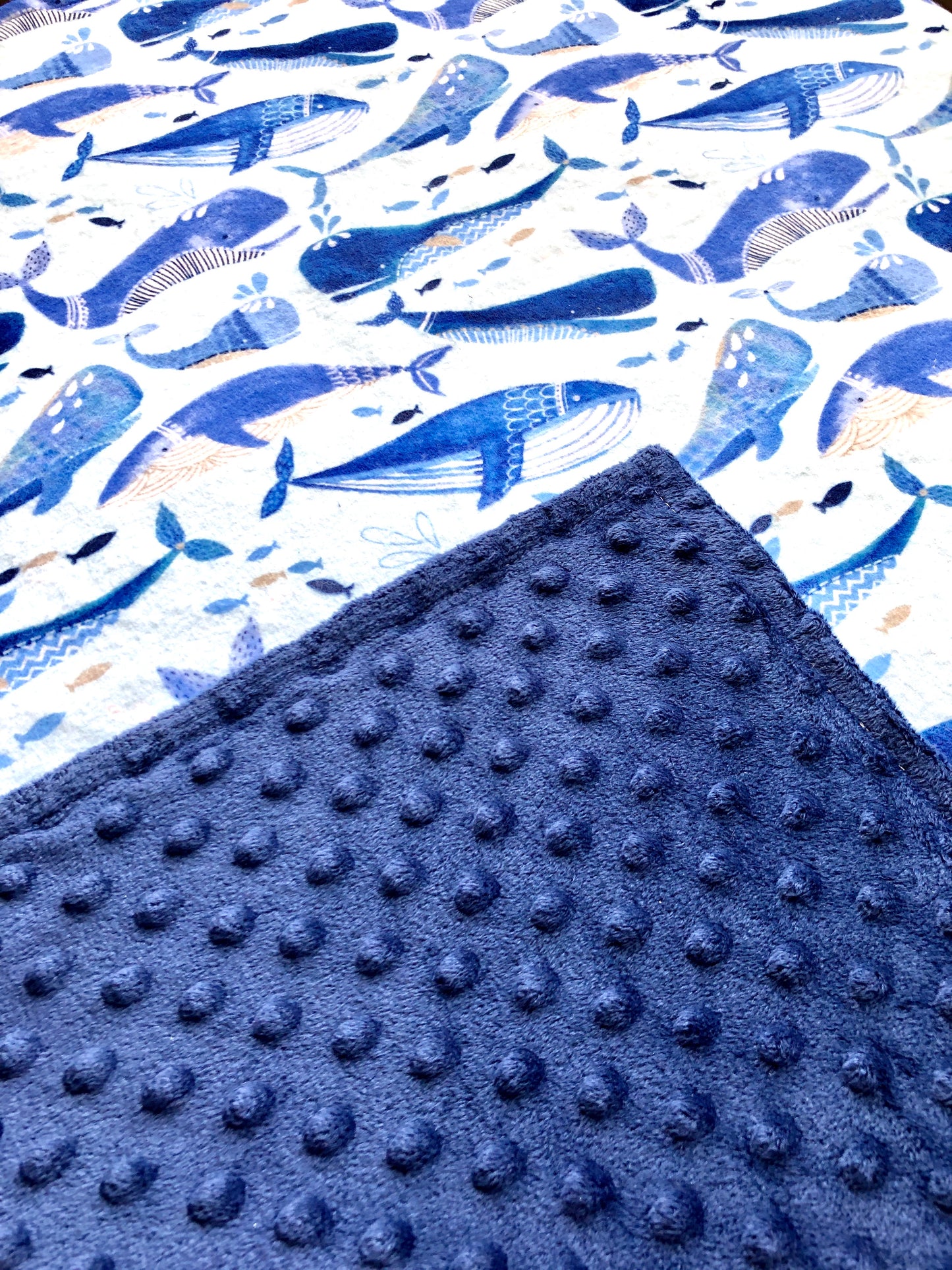 Welcome Baby Gift Set in Blue Whale Print